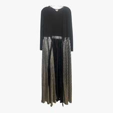 LuLaRoe Size Large L Black Silver Metallic Pleated Duster Cardigan Maxi Dress