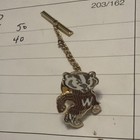 Vintage University of Wisconsin UW Bucky Badger Lapel Pin Tie Tack W/chain EUC — photo 3