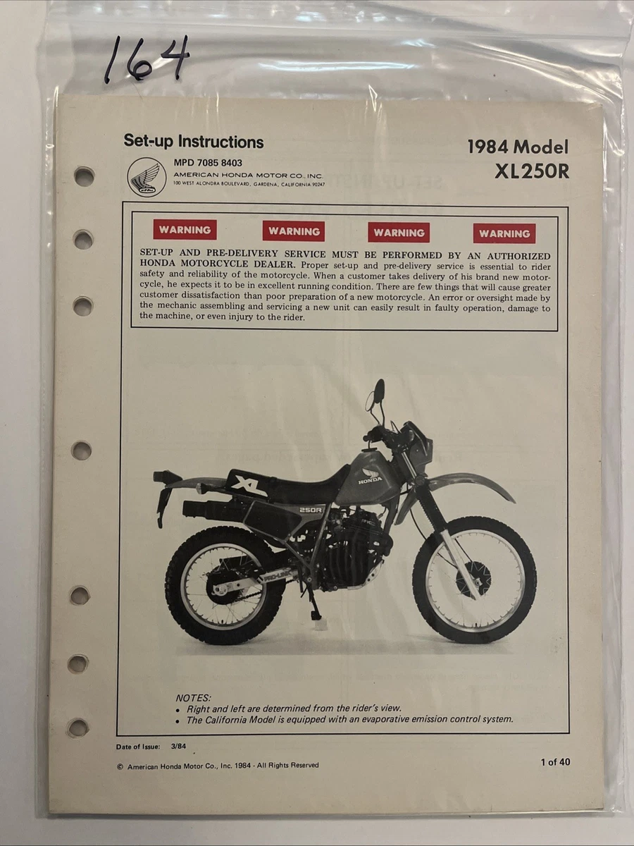 HONDA ホンダ XL250R サービスマニュアル XL250R Motorcycle Repair Manuals & Literature for sale | eBay