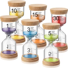 Pack of 6 Wooden Sand Timer Set Operation Colorful Hourglass Timer Sandglass 1/3