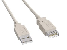 USB 2.0 Type A Male to Female Extension Cable, White - 1ft/3ft/6ft/10ft/15ft