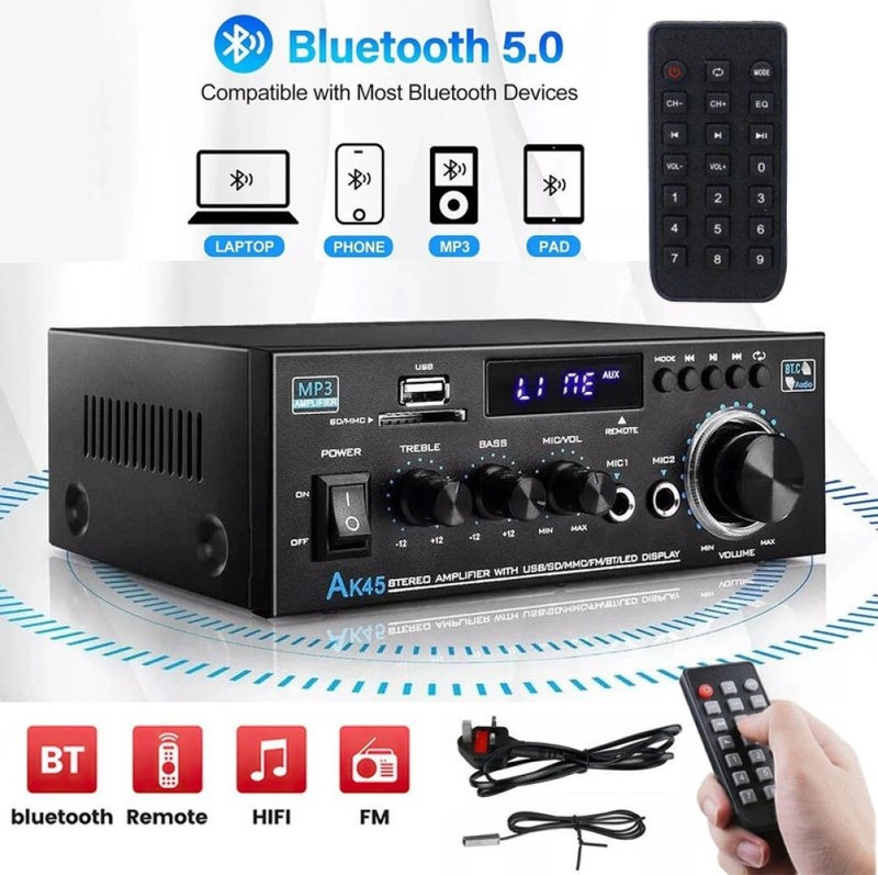 600W bluetooth Stereo Amplifier Amp HIFI Audio Radio 2CH USB AUX FM Car Home 🔥~