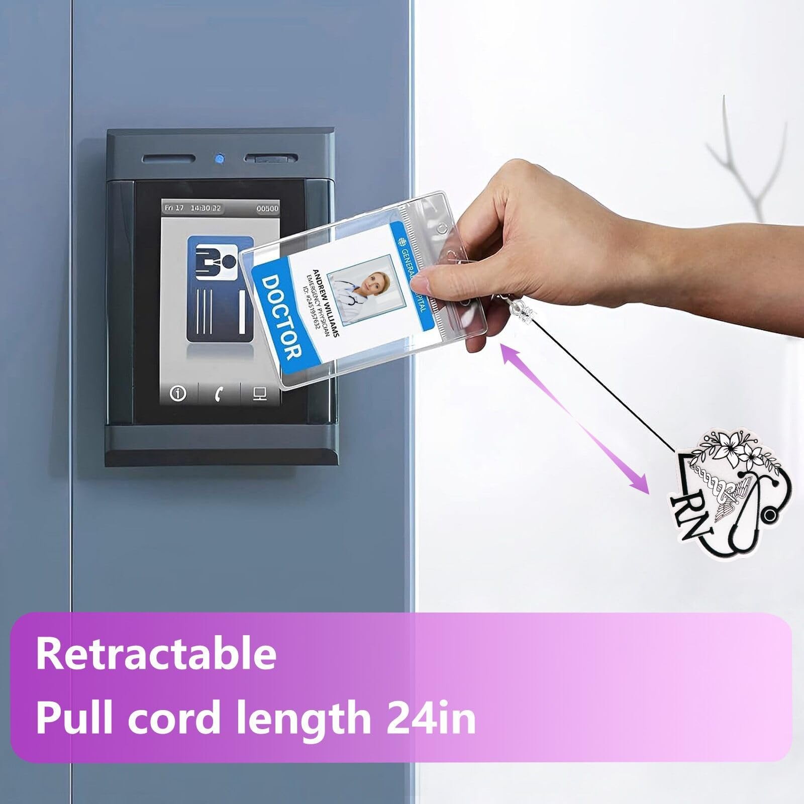 как выглядит Cute RN Badge Reel Retractable for Registered Nurse Medical Worker Regist... фото