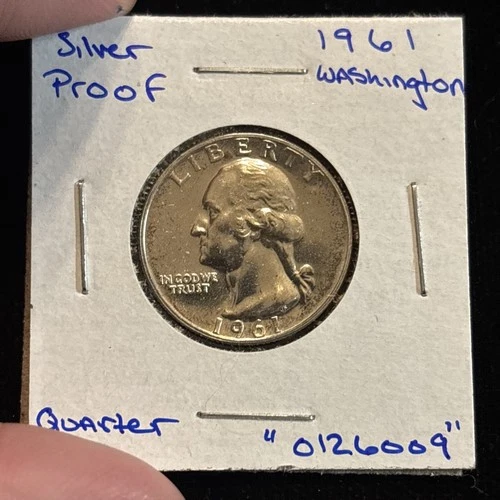 1961 Washington Quarter “0126009” 25 Cents Silver Proof United States 25C