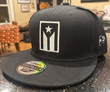 Puerto Rico Snap-back Black Cap Hat Gorra Resist Resiste PR Flag On Side / Front