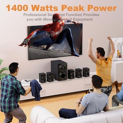 Bobtot 5.1 Wired Home Theater Speakers System Bluetooth HDMI ARC Optical Audio