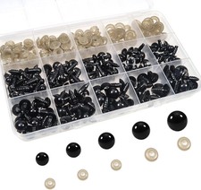150Pcs Safety Eyes for Amigurumis with Washers 6Mm to 12Mm Plastic Crochet Black