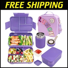 Stylish Preppy Lunch Box with 10oz Thermo & 6-Compartment Bento for Girls