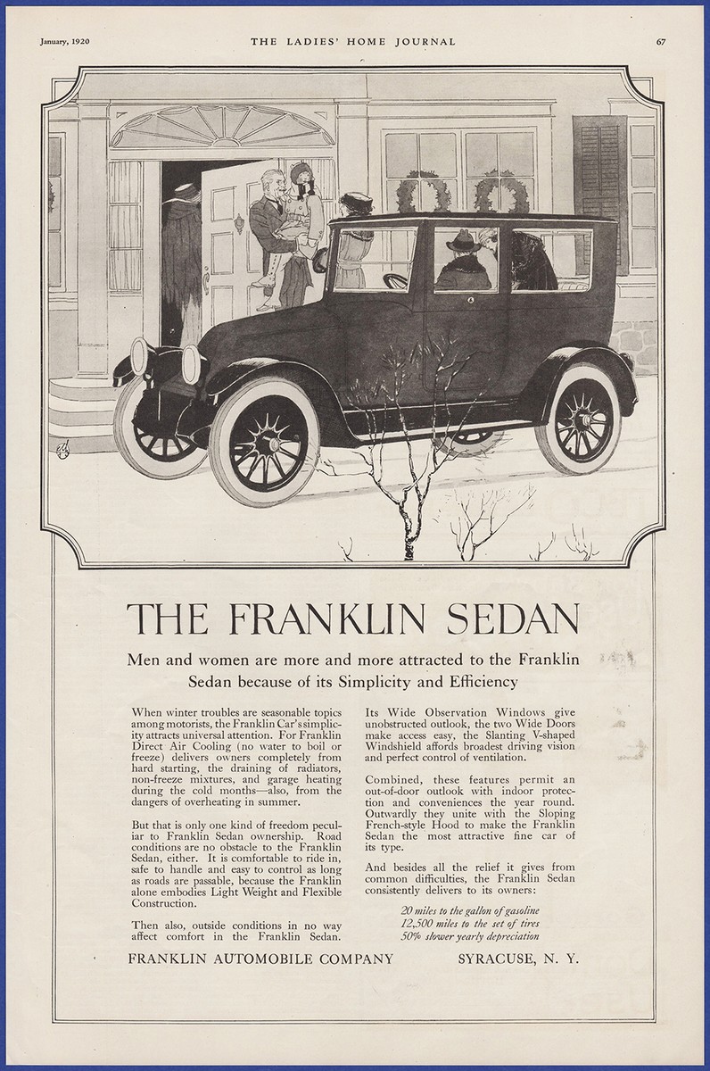 Vintage 1920 FRANKLIN SEDAN Automobile Company Motor Car Ephemera
