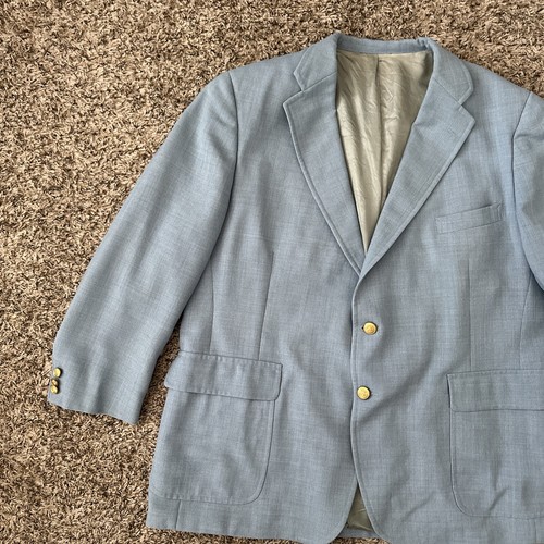 Vintage Chaps By Ralph Lauren Baby Blue Men’s Blazer Classic Fit - Picture 4 of 9