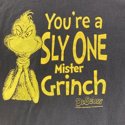 Dr. Seuss T Shirt Mens Medium Black You're A Sly One Mr. Grinch Graphic Cotton