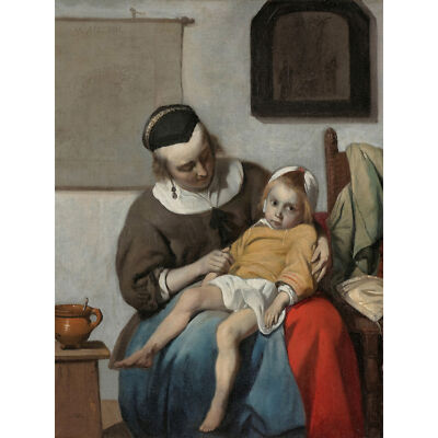 Gabriel Metsu Das kranke Kind Gemälde riesiges Wandbild Poster Druck