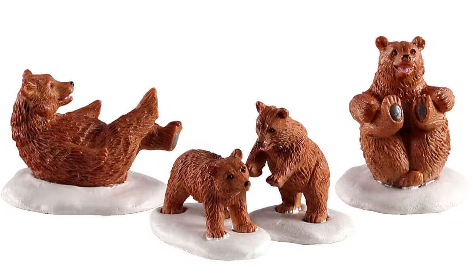 Lemax Decoration Bear Family, Christmas Cake Decorating Animals,Set of 4 Figures