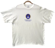 NEW Authentic Hofbrauhaus Hofbrau Munchen HB White T-Shirt w Logo on front