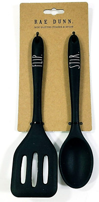 Rae Dunn Mini Spoon & Slotted Spatula Flip & Stir Silicone Kitchen Set NIP