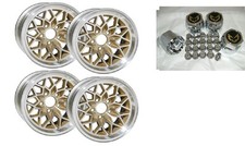 Trans Am 17x9 Inch Snowflake Wheels - Center Caps - Lug Nut Set New Gold Kit