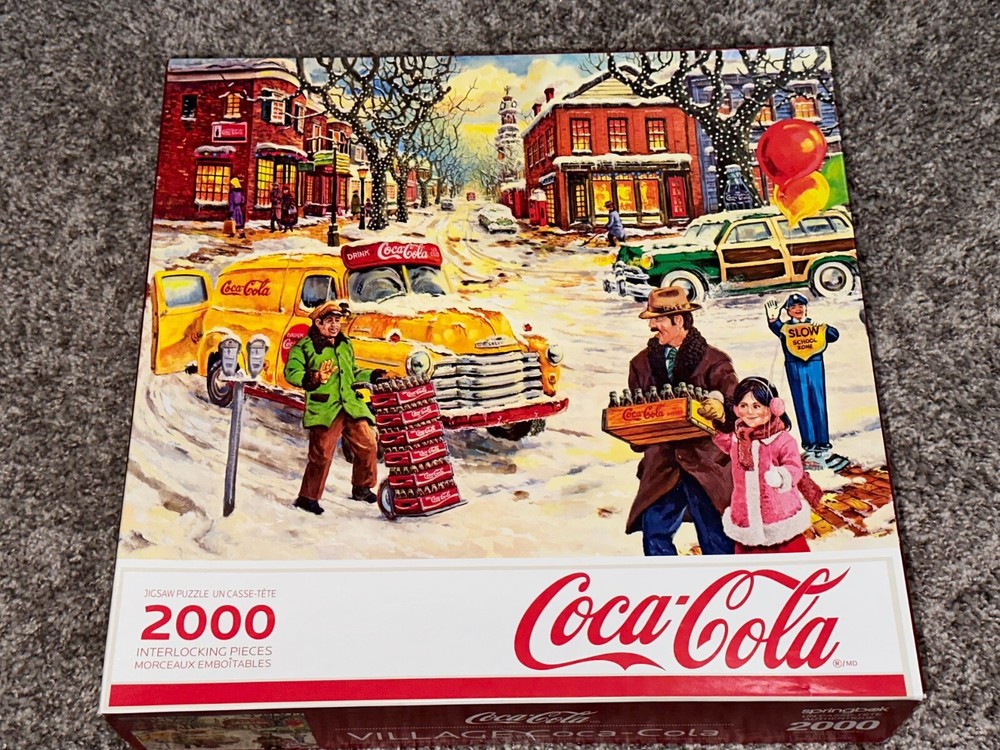 Coca Cola 2000 Pc Jigsaw Puzzle HOMETOWN VILLAGE Springbok 2010- Vintage