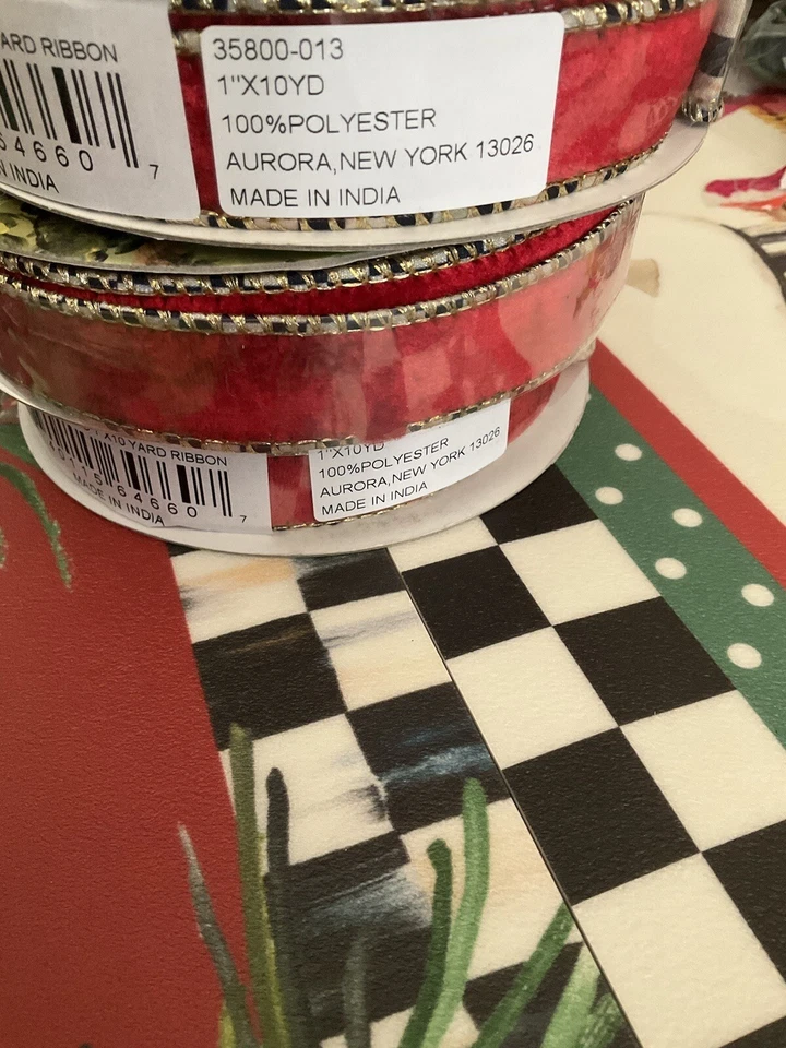 Cinta mágica de borde con cable MacKenzie-Childs Christmas de 1” de ancho x 10 yardas NUEVO Foto 3 de 4