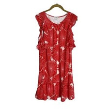 J Crew Red Floral Flutter Sleeve Shift Dress XS
