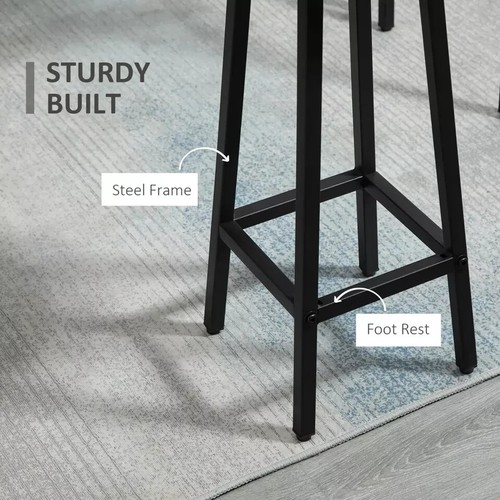6 Piece Industrial Bar Table Set 2 Kitchen Breakfast Table 4 Stools Grey Compact - Picture 8 of 11