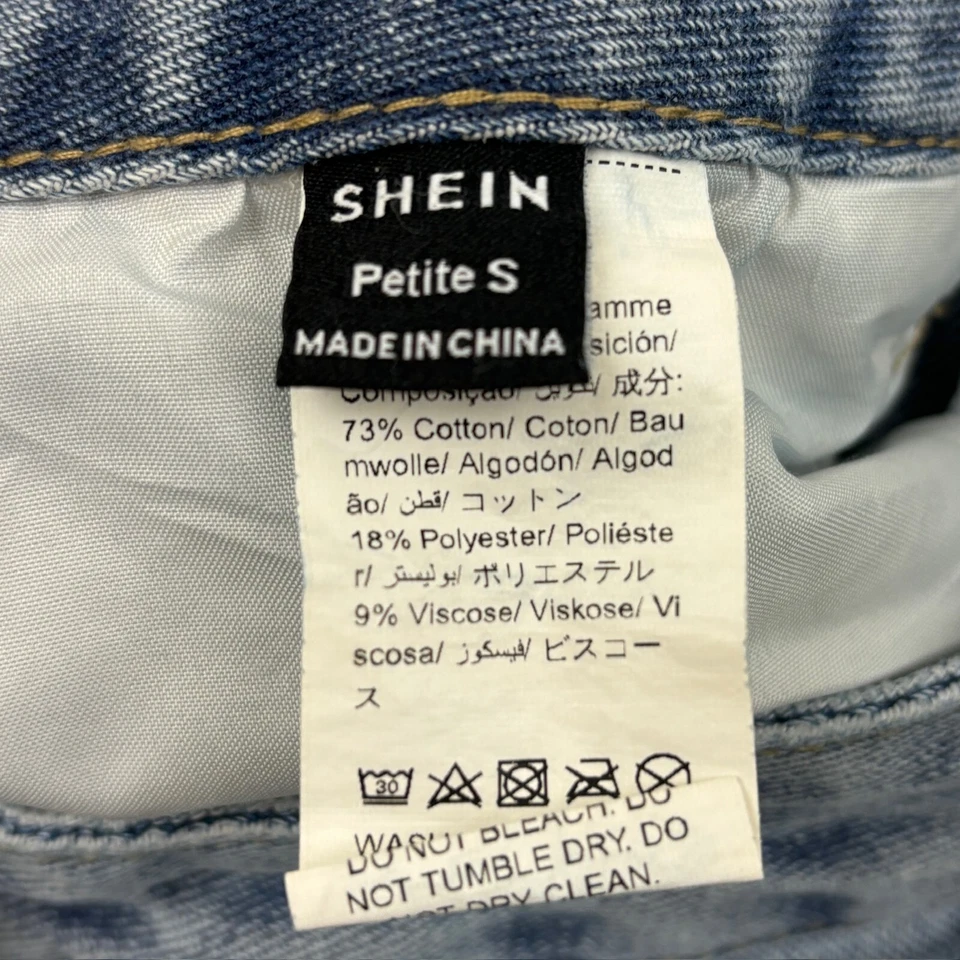 Shein Loose Straight Distressed Women's size SP Medium Blue Denim jeans - Image 2 of 3