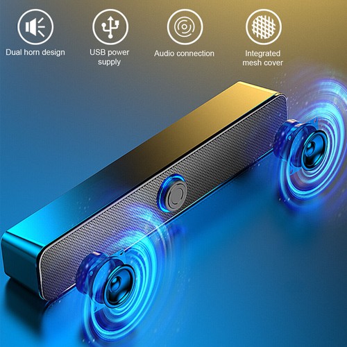 Stereo Bass Sound Computer Speakers 3.5mm USB Wired Soundbar for Desktop US - Picture 2 of 16