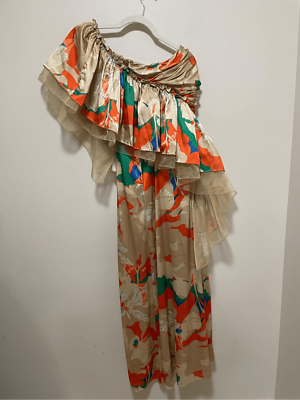 mandira wirk one shoulder dress New Mandira Wirk Ruffled One-Shoulder Floral Dress Size XS