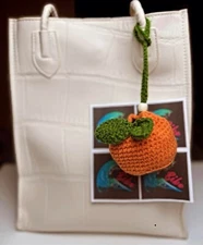 Cute Tangerine Shaped Small Bag, Crochet Drawstring packets Orange Purse