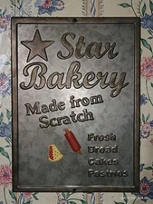 Vintage Kitchen Star Bakery Metal Wall Sign With 2 Magnets 