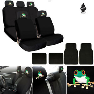 For VW Black Fabric Car Truck SUV Seat Covers Full Set Frog Design 