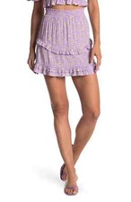 Abound Women's Purple Ruffle Trim Floral Print Skirt, Size XS NEW Elastic Waist