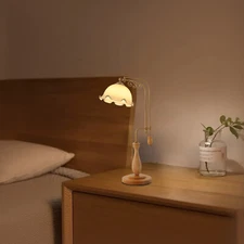 Retro Flower Table Lamp Bedroom Bedside Flower Night Light Glass Lampshade