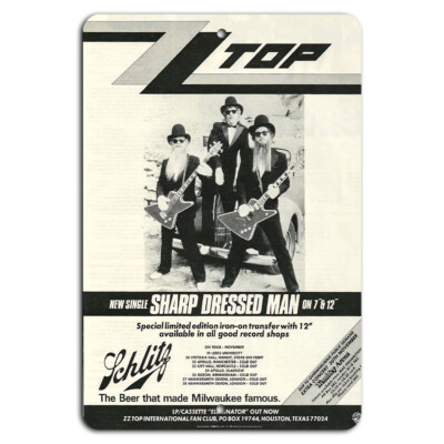 ZZ Top Sharp Dressed Man Schlitz Poster