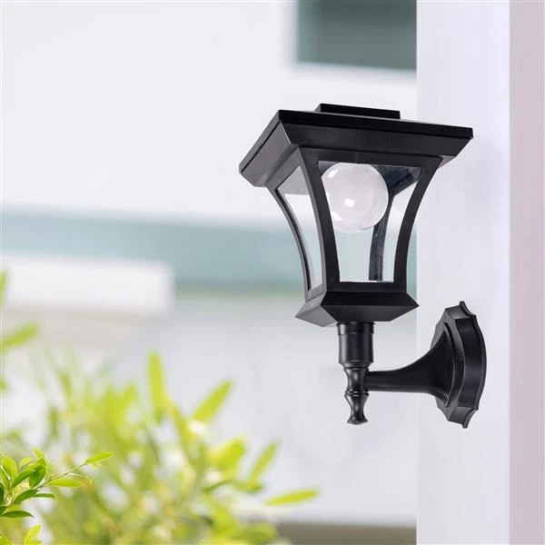 Solar LED Wand-Laterne Gartenlaterne Retro Gartenleuchte Solarleuchte außen - Bild 3 von 4