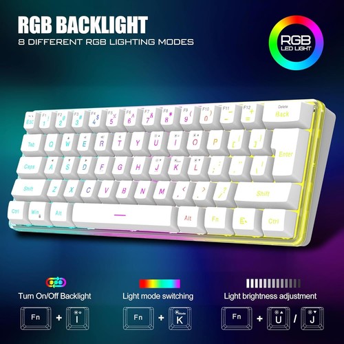RedThunder 60% Wireless Gaming Keyboard and Mouse Combo, 2500mAh White - Picture 2 of 7
