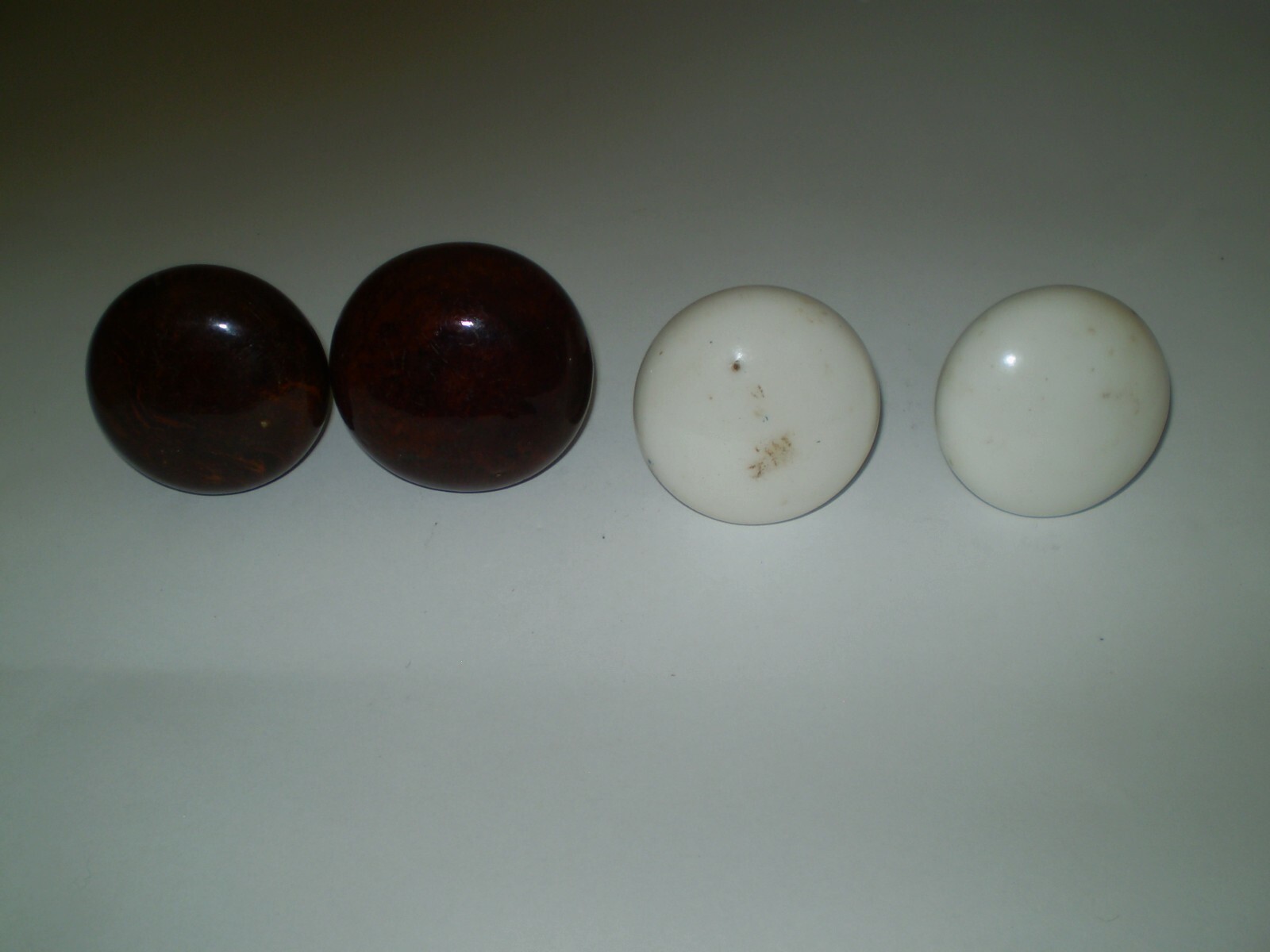 2 Pair Antique Vintage Brown Marble Swirl PLUS solid White Porcelain