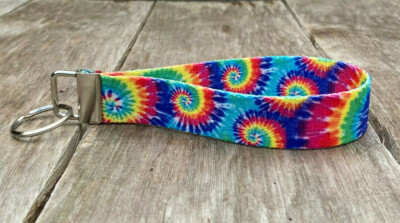 Colorful Key Fob Key Chain, Fabric Wristlet Lanyard 6  Keychain Choose Pattern
