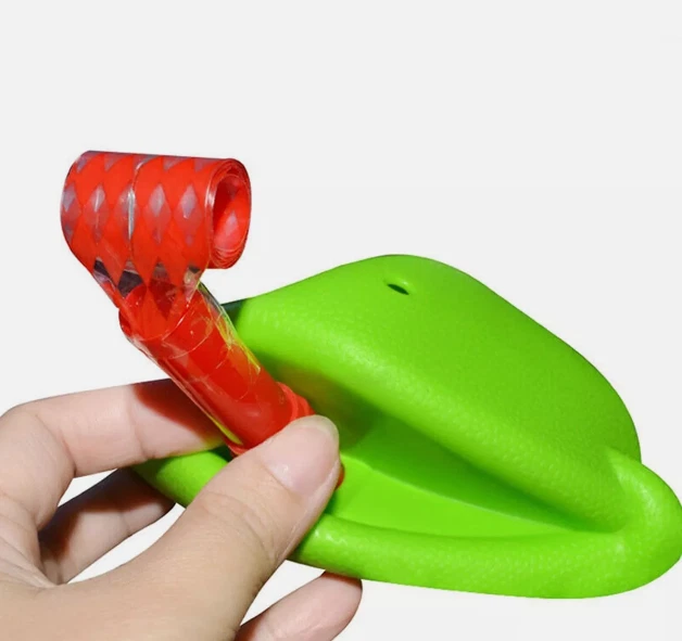 Rana Camaleón Lagarto Máscara Boca Lengua Soplar Juguete Infantil Juego Mentón Nariz Foto 3 de 4