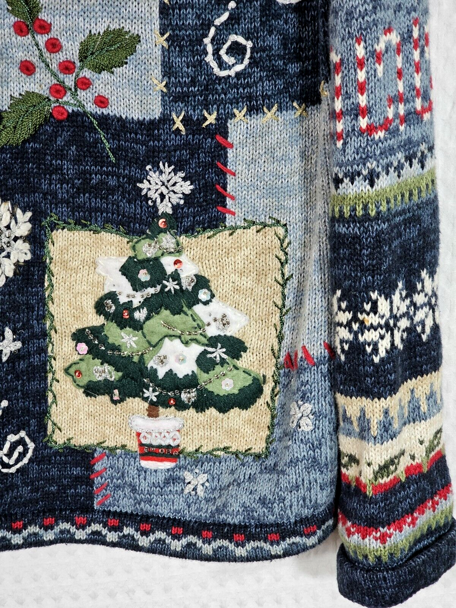 Heirloom Collectibles ビンテージ ニット クリスマス柄 Vintage Heirloom Collectibles Knit Christmas Cardigan Zip Up