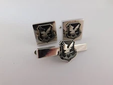 AIR DEFENSE COMMAND CUFFLINKS TIE CLIP SET OVERLAY VINTAGE