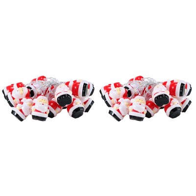  2 PCS Weihnachtsmann Lichterkette Weihnachtslichter Weihnachtslichterkette