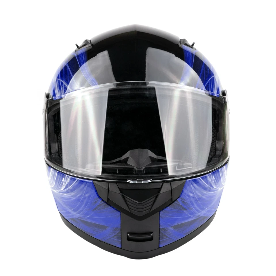 Blue Adult Modular Flip Up Snowmobile Helmet w/ Dual Lens Anti Fog Shield DOT - Image 4 of 4