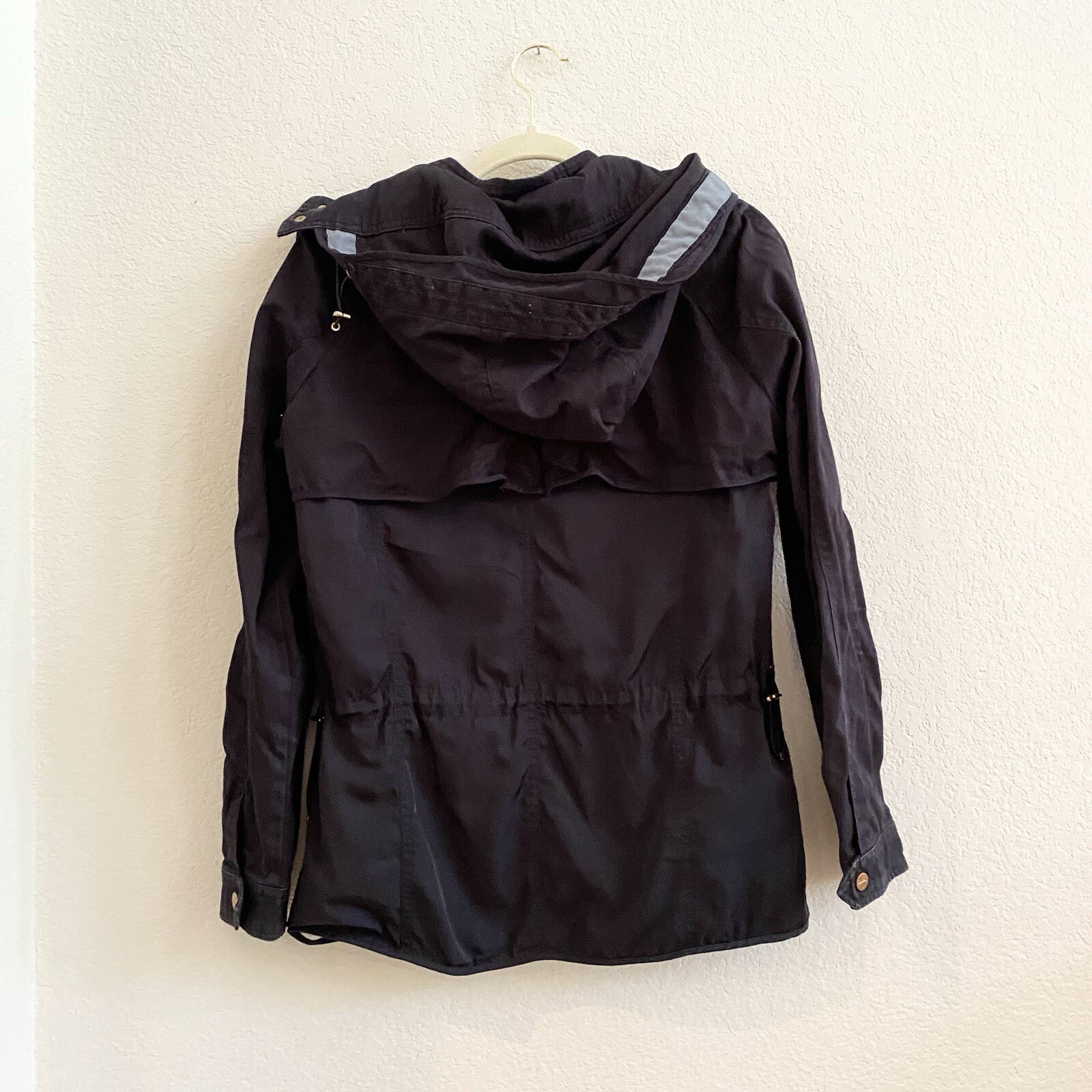 Zara Basic Black Zip Hooded Pockets Cinched Waist… - image 7