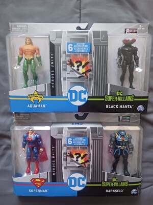 DC Spin Master Aquaman Black Manta + Darkseid Superman 4'' 1st Edition 2 Pack 