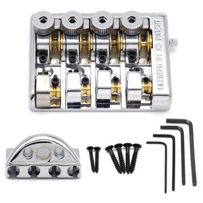 4 String Headless Electric Bass Bridge Zinc Alloy Bridge with String Lock Silver