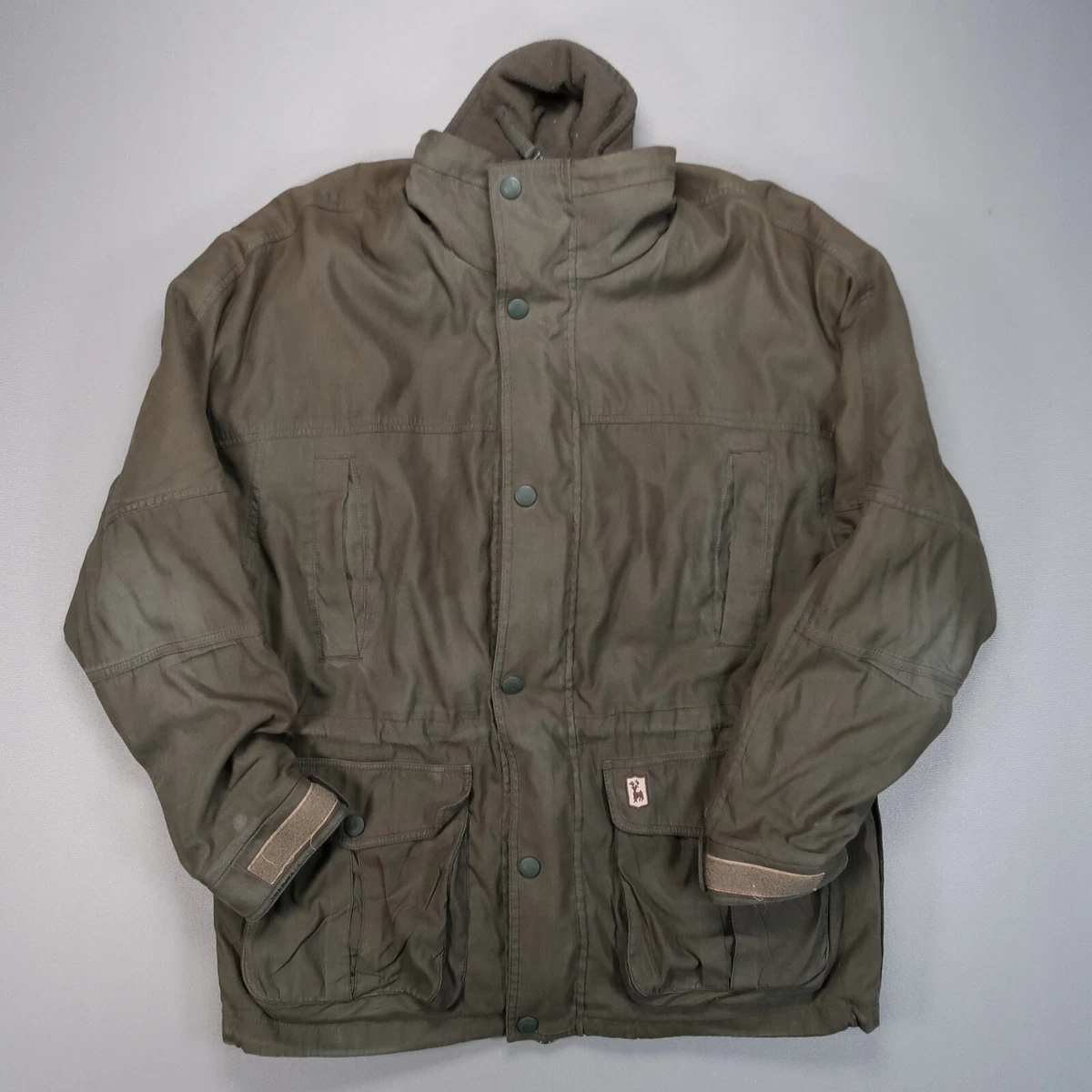 VINTAGE Deerhunter Jacket Mens Large Green Fleece Lined Pockets