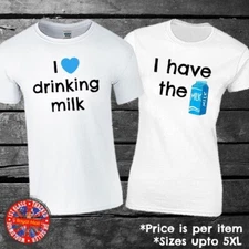 I Love Drinking Milk - I Have Milk T-Shirt Set Funny Gift Couples