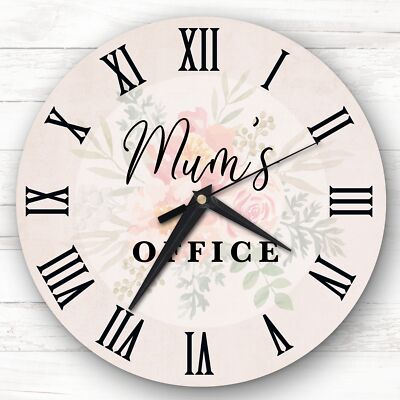 Mama's Office Blumenmuster personalisierte Geschenkuhr