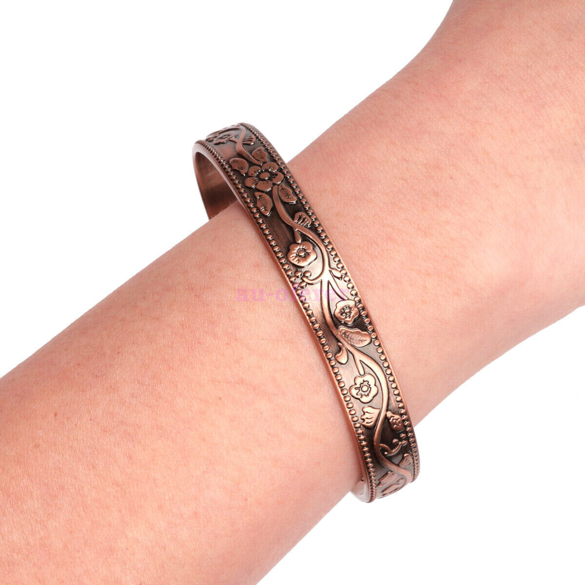 Vintage Flower Copper Adjustable Bracelet Pain Relief Anti
