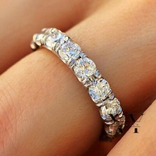 Solid 14k White Gold Moissanite Full Eternity Wedding Band 1 Carat Round